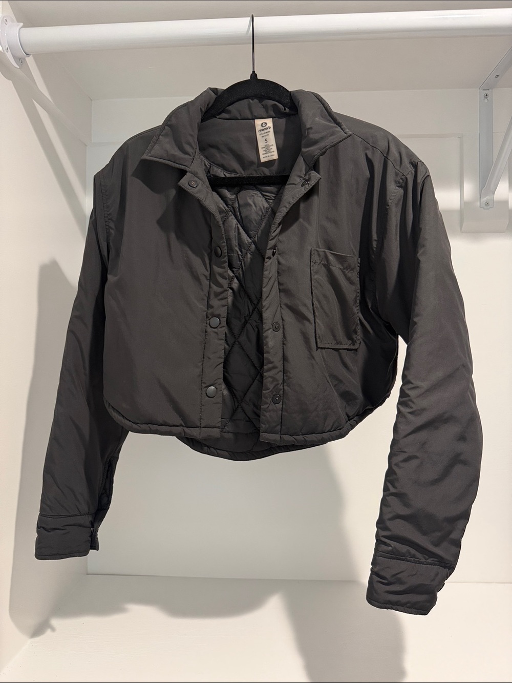 Mono B Black Cropped Quilted Puffer Jacket